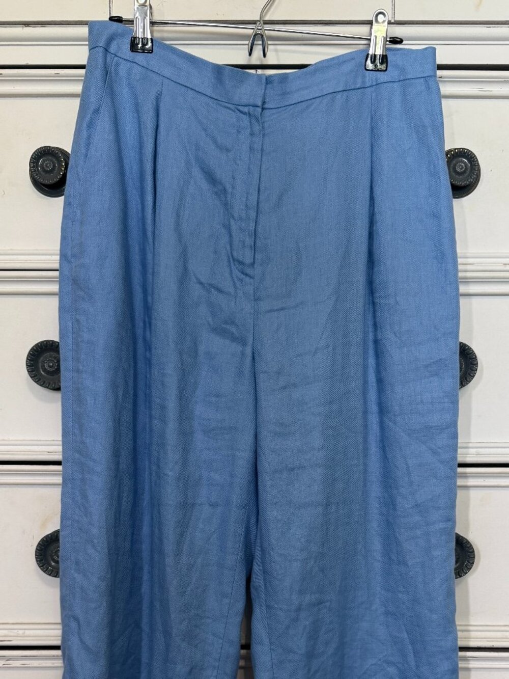 LAUREN Ralph Lauren blue linen cuffed pants size 10